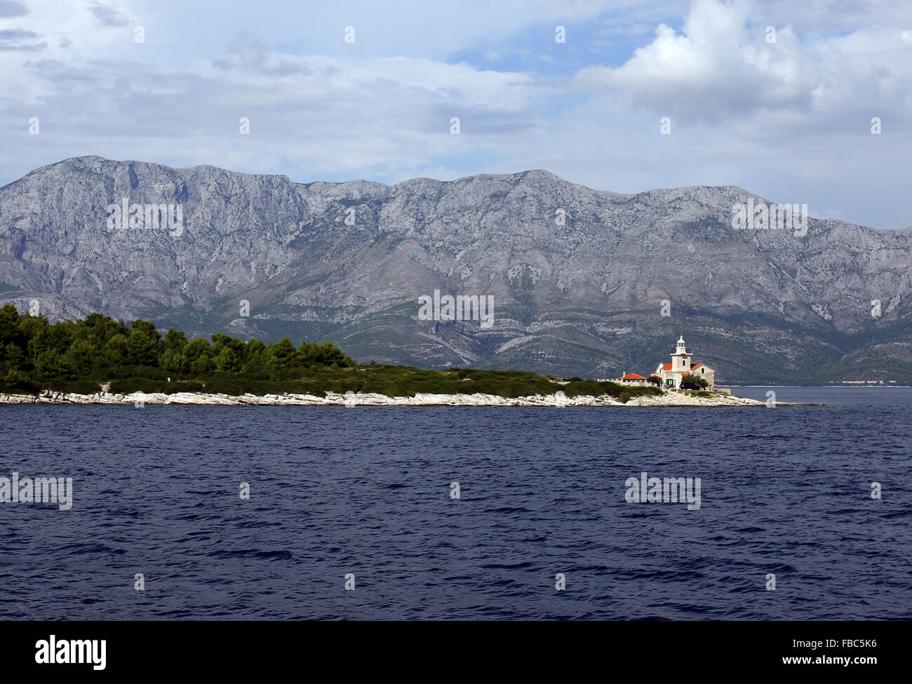 A building is pictured in the sunshine on the outskirts of Sućuraj on the island of Hvar in Croatia. Stock Photo