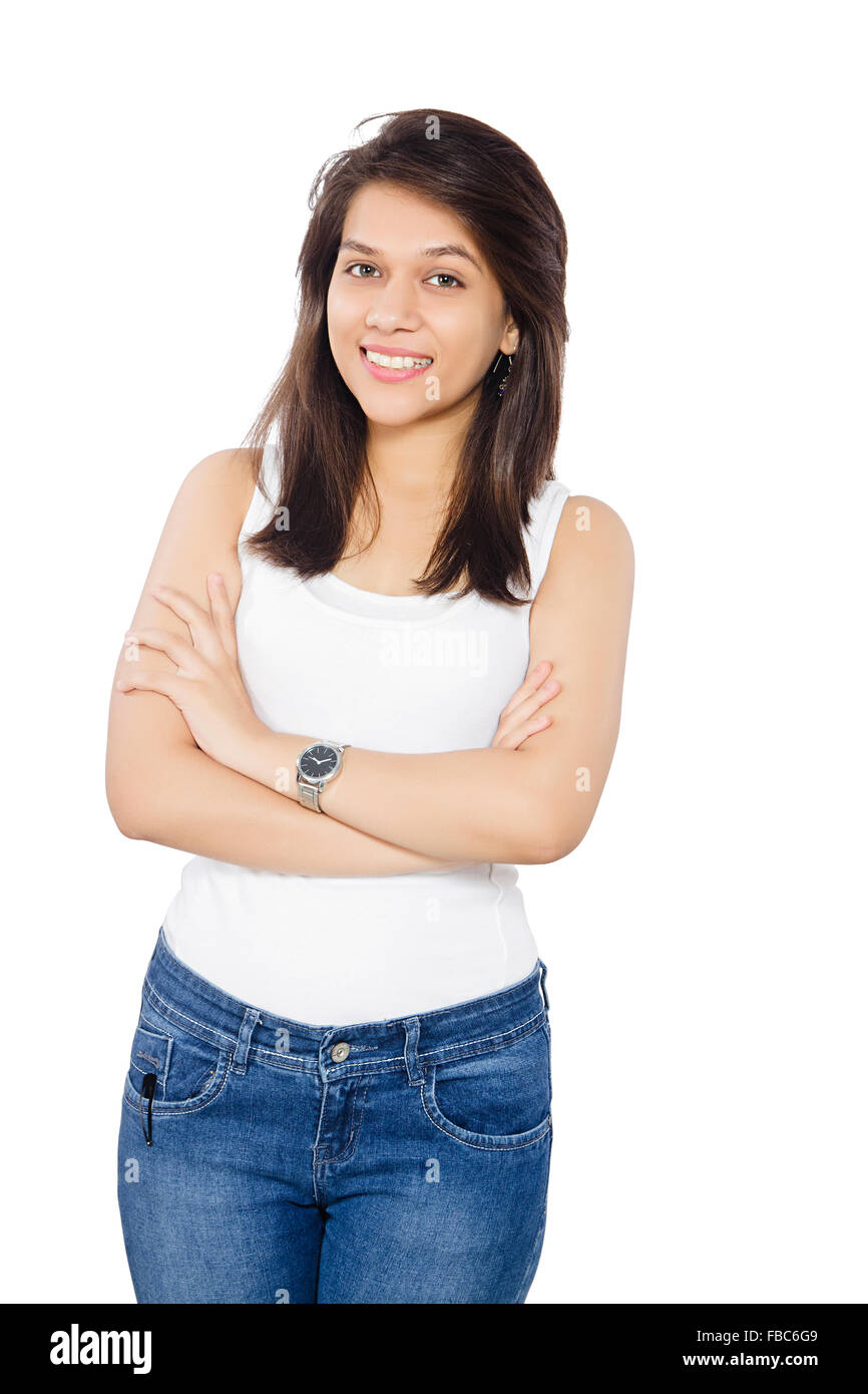 1 indian Young Woman Arms Crossed Posing Stock Photo Alamy
