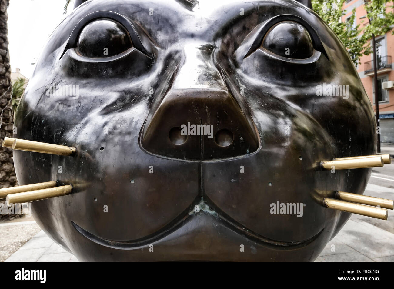 Fernando Botero's Cat sculpture. Barcelona. Catalonia. Spain. Europe