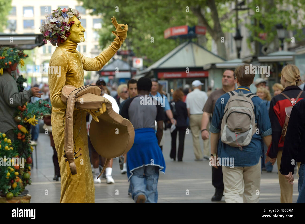 Street performer. La Rambla. Barcelona. Catalonia. Spain. Europe Stock Photo