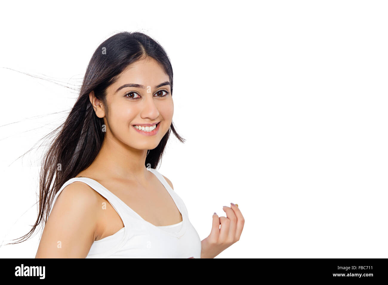 1 indian Young Woman standing Stock Photo
