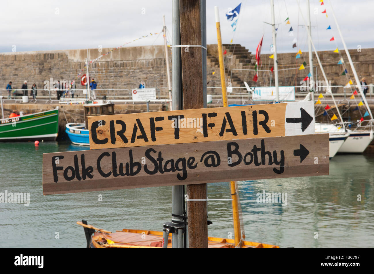 Sign at the Scottish Traditional Boat Festival - Portsoy, Aberdeenshire, Scotland. Stock Photo