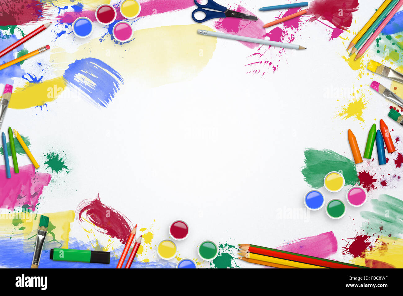 Art supplies border line Stock Photo Alamy