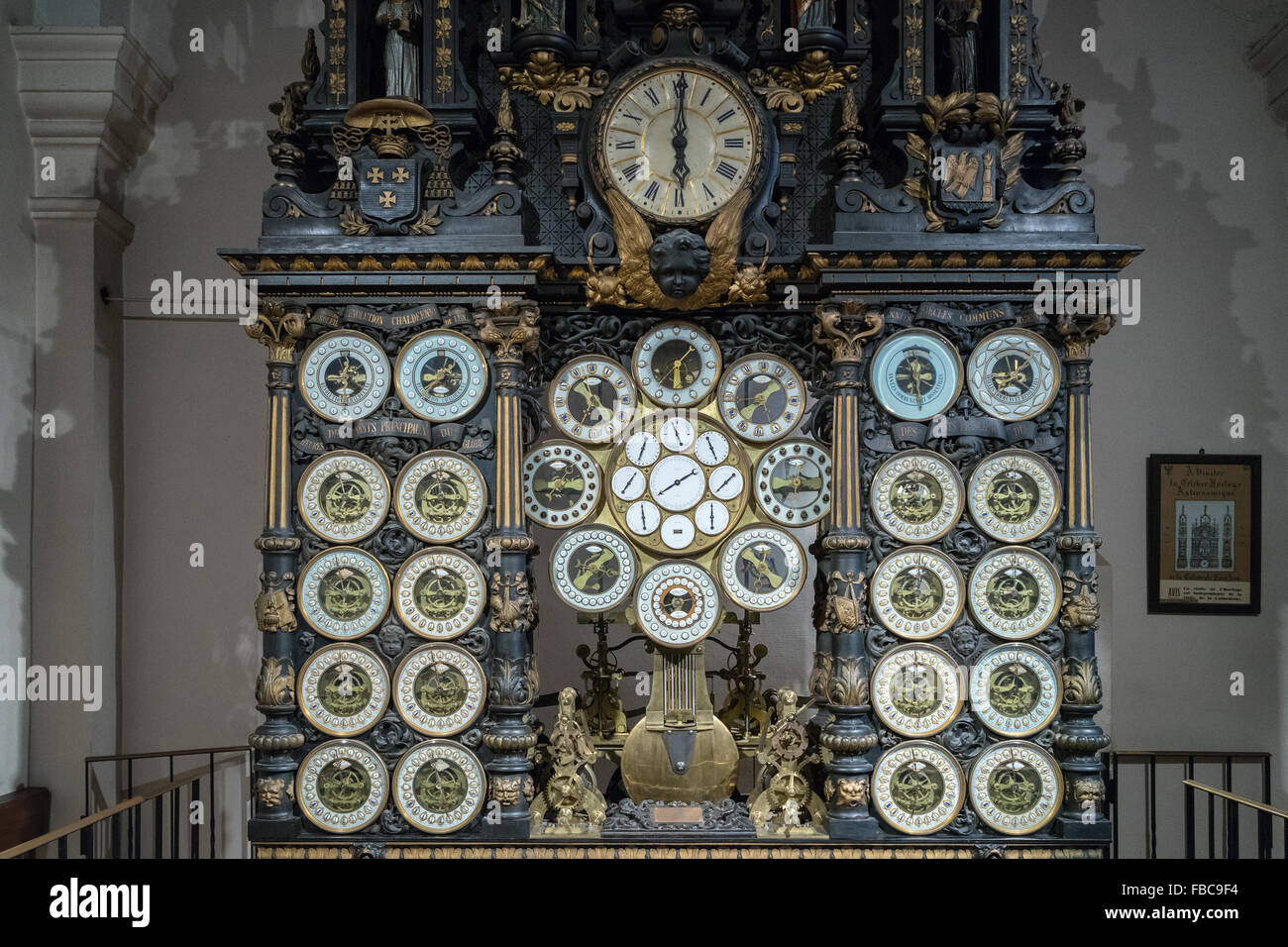Astronomical Clock in Cathedral of St Jean in Besancon France Stock Photo