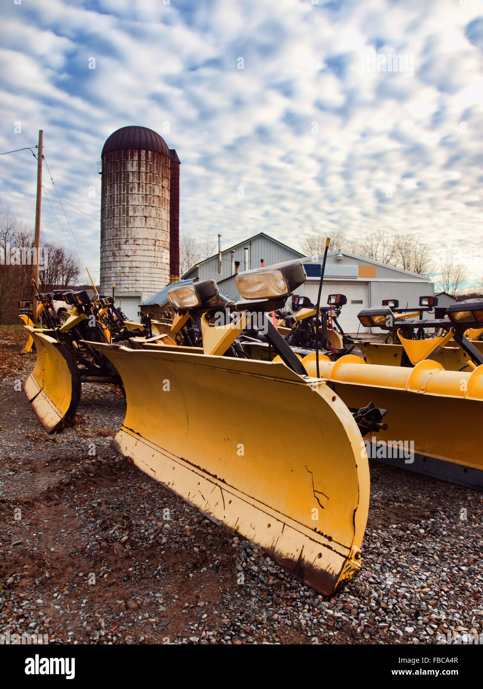 Rural snow plow dealership and repair shop Stock Photo Alamy