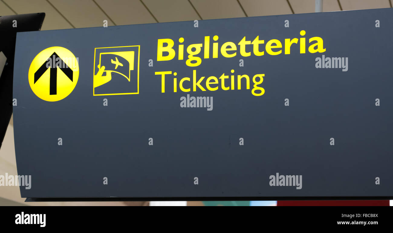 Airport information board in an Italian terminal Stock Photo Alamy