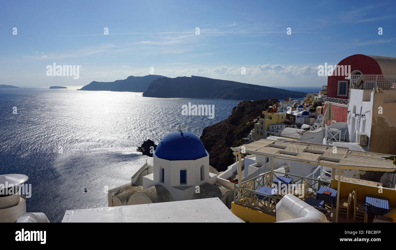 oia village on greece island santorini in autumn Stock Photo