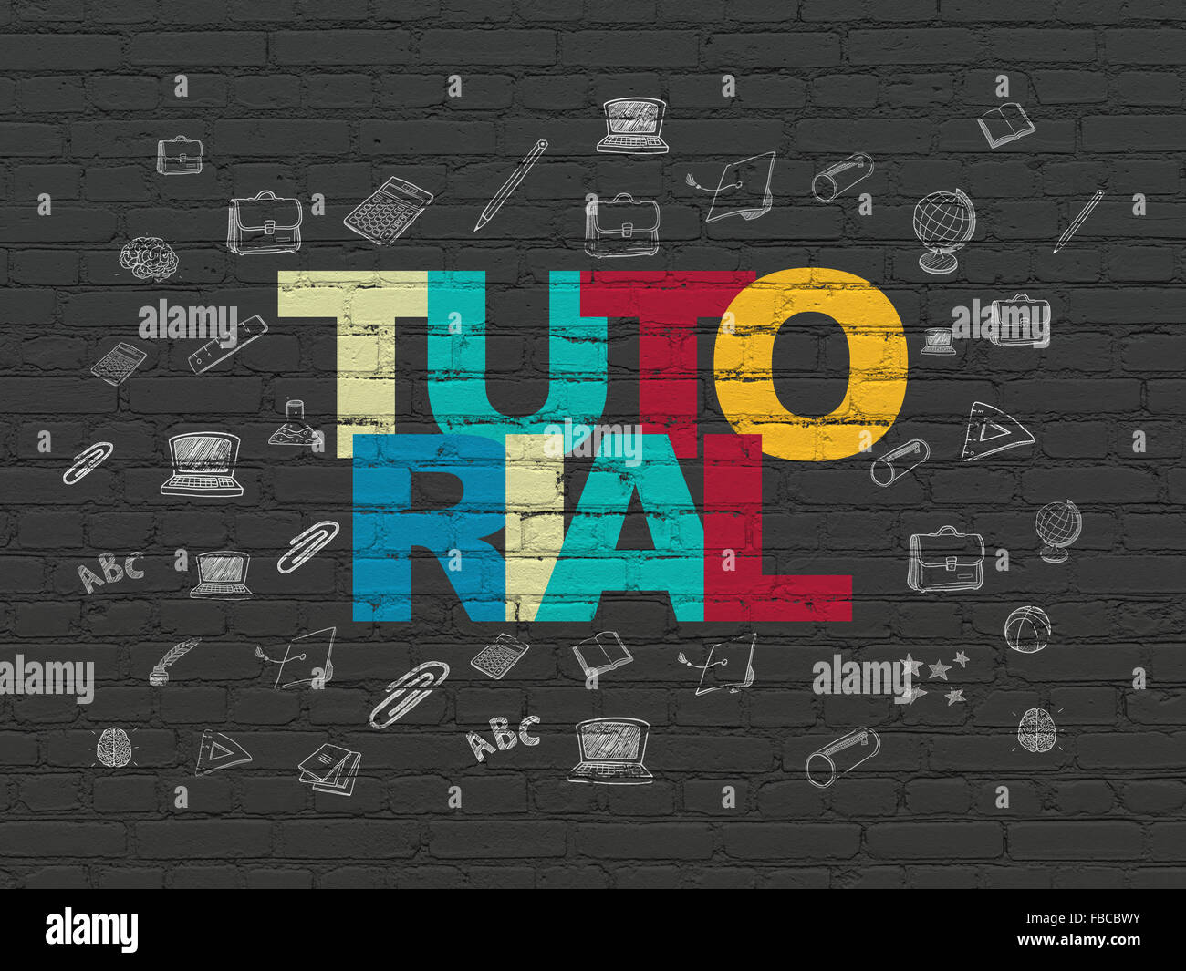 Learning concept: Tutorial on wall background Stock Photo - Alamy