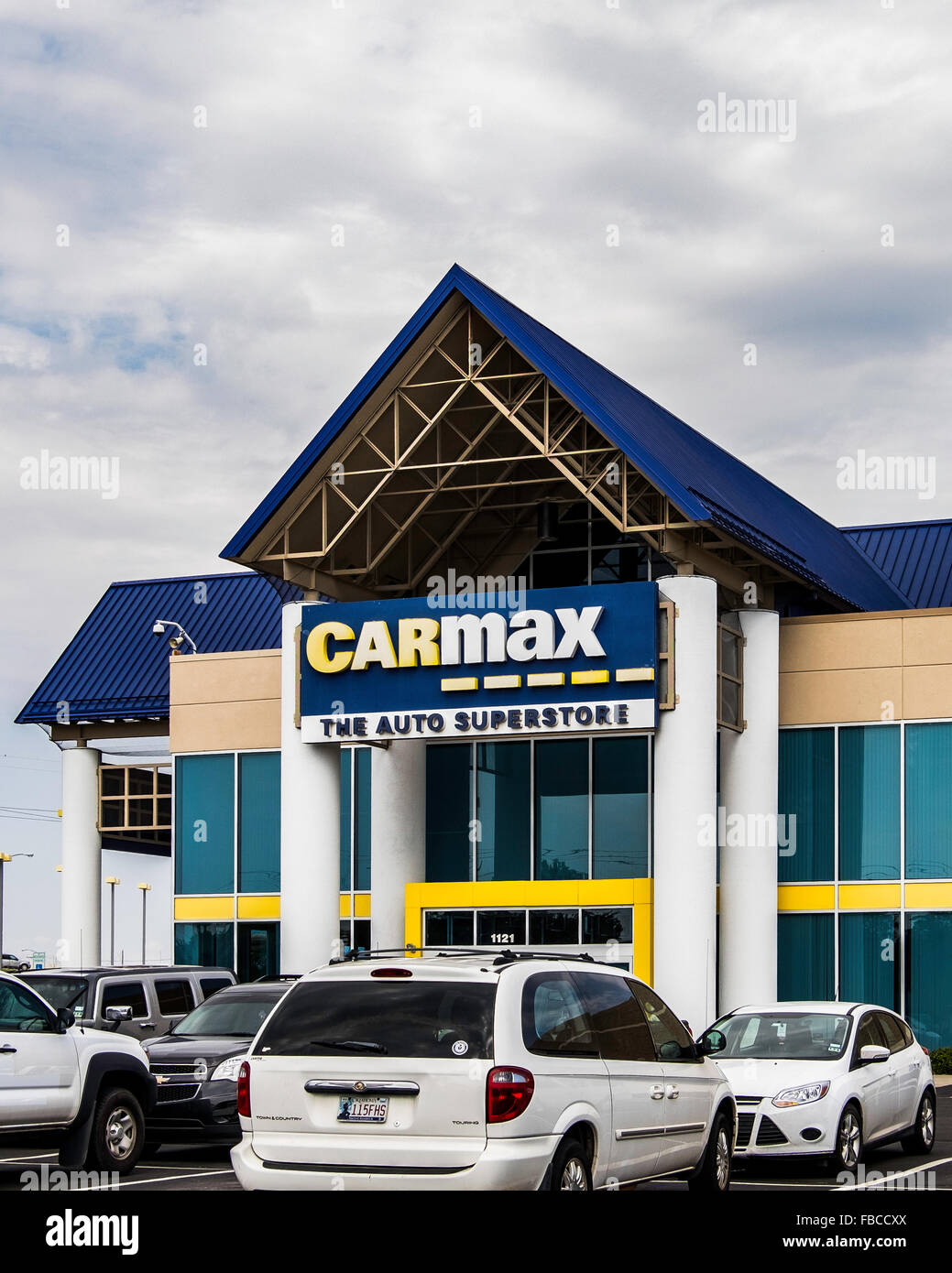 The storefront of CarMax, a used car retailer in Edmond, Oklahoma, USA. Stock Photo