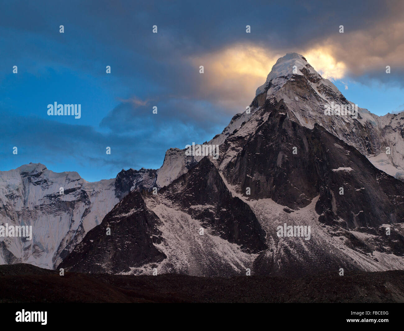 Ama Dablam sunset, Nepal Stock Photo