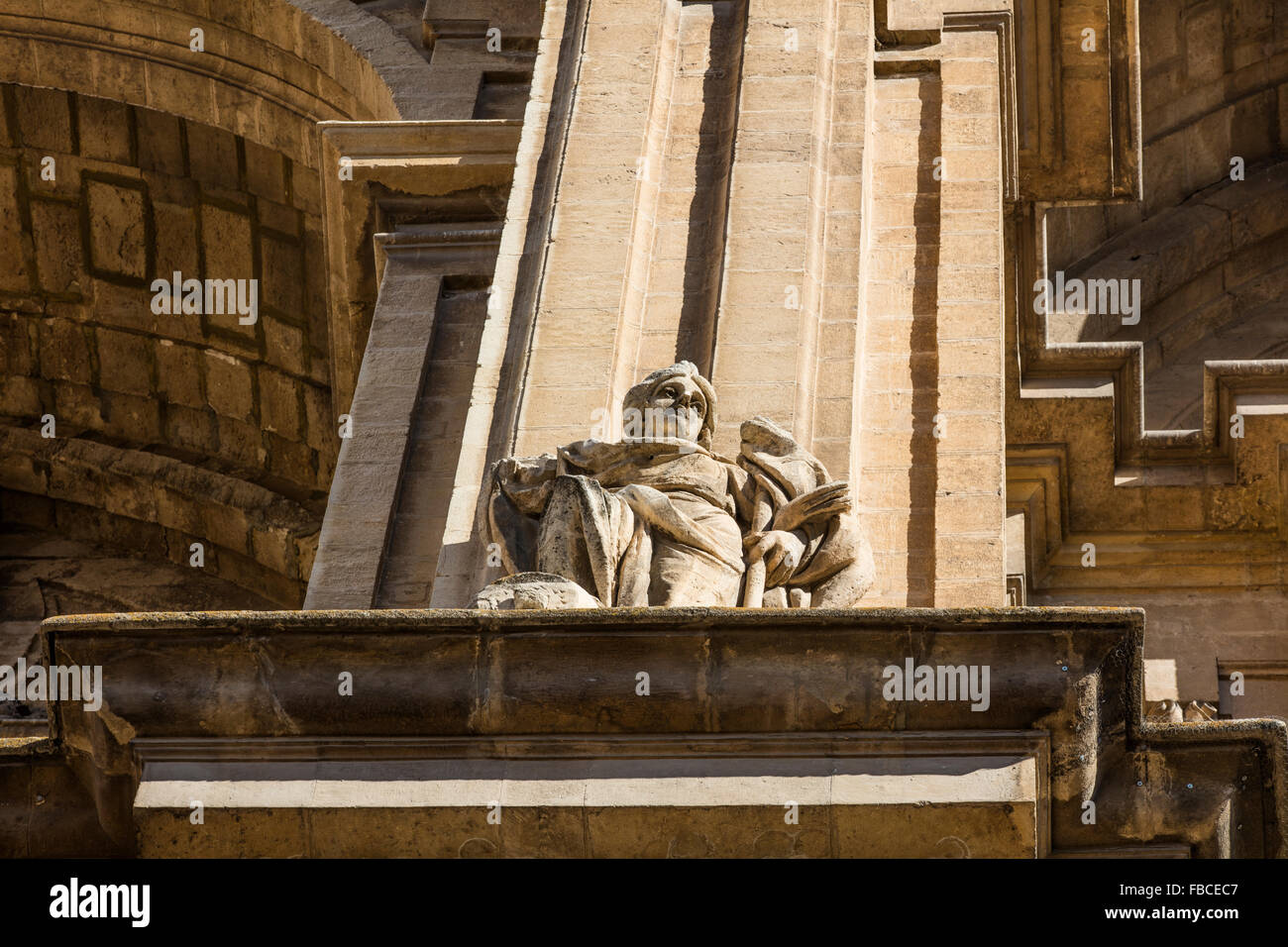 Section of the wall of Granada Cathedral in Spain in glorious sunlight Stock Photo