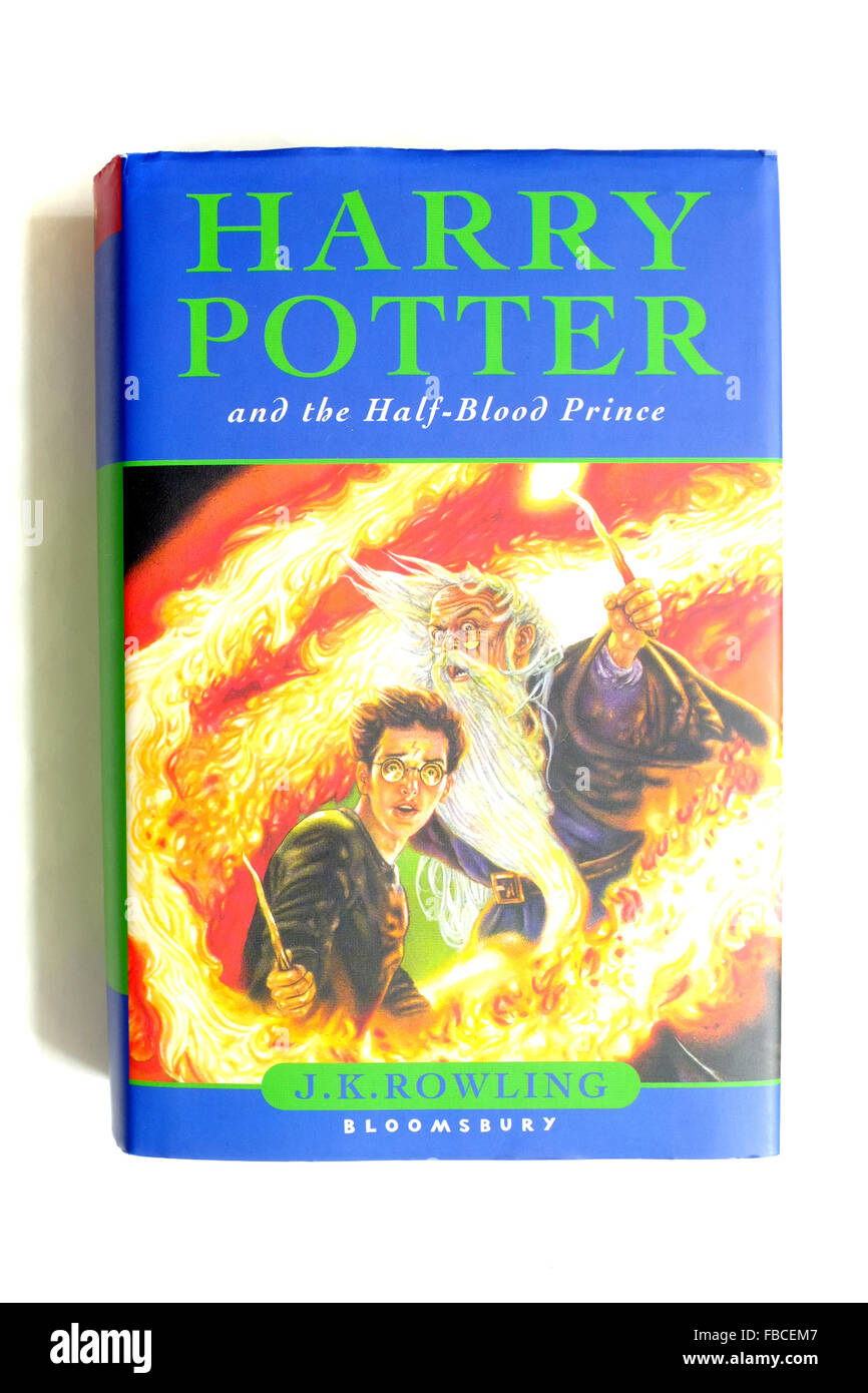 Harry Potter and the Half-Blood Prince photographed against a white background. Stock Photo