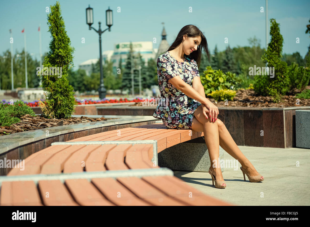 Portrait of a beautiful woman in the summer outdoors Stock Photo - Alamy