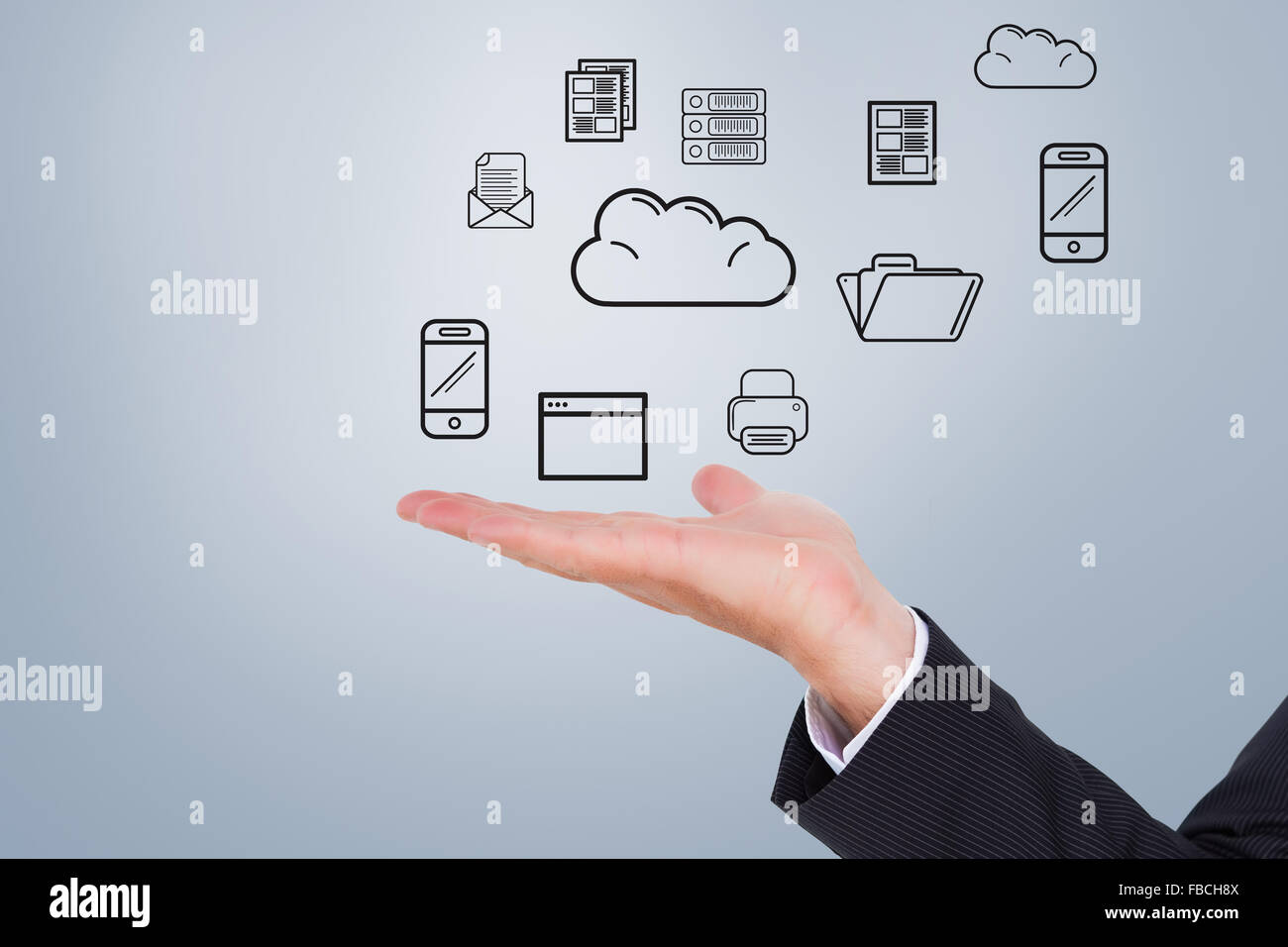 Composite image of businessman presenting Stock Photo