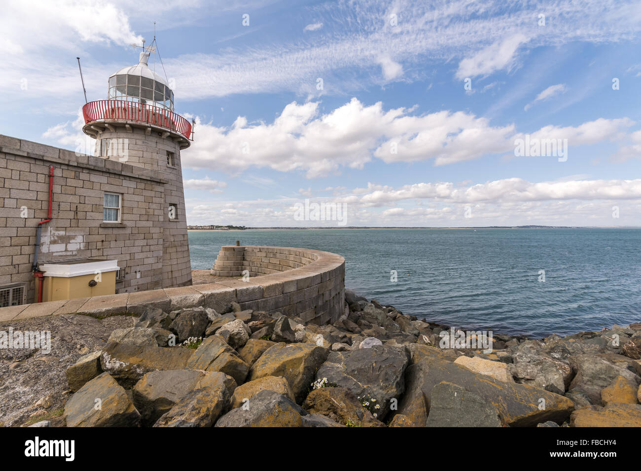 Howth Lighthouse at entry to the port. Stock Photo