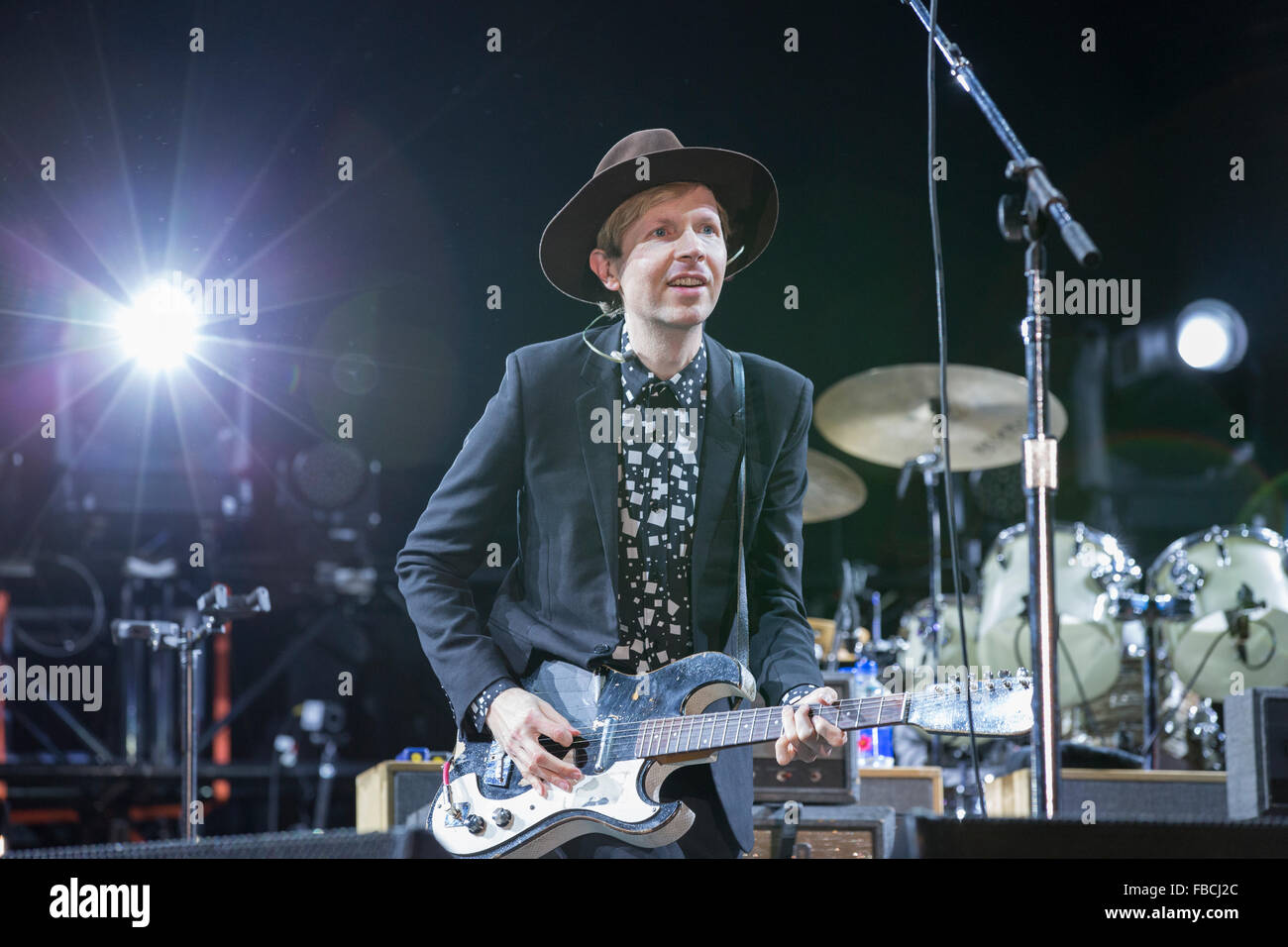 Beck performs live on stage Stock Photo
