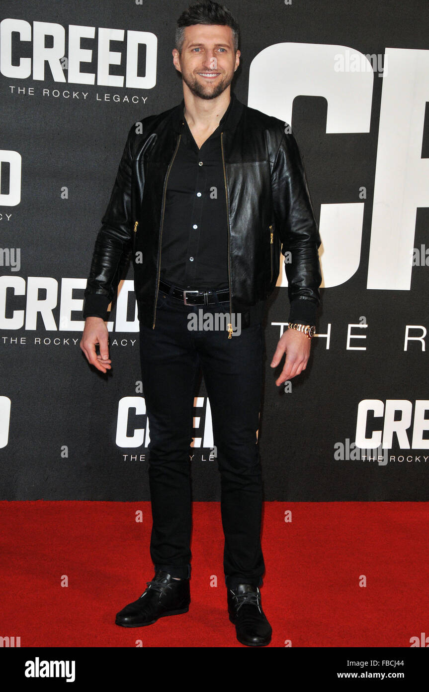 London,UK,12 January 2016,Carl Froch attends European premiere Creed at Empire Leicester Square.Creed is boxing movie starring Sylvester Stallone,Tessa Thompson Michael B Jordan. Stock Photo