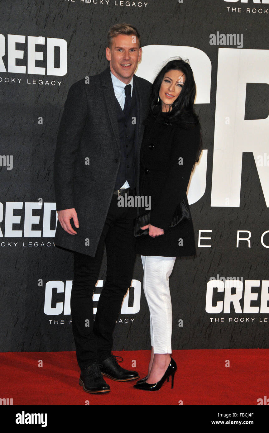 London,UK,12 January 2016,Craig Stevens attends European premiere Creed at Empire Leicester Square.Creed is boxing movie starring Sylvester Stallone,Tessa Thompson Michael B Jordan. Stock Photo