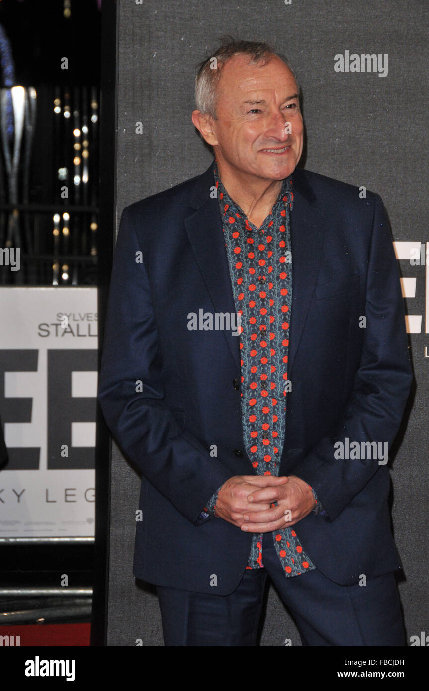 London,UK,12 January 2016,Jim Rosenthal attends European premiere Creed at Empire Leicester Square.Creed is boxing movie starring Sylvester Stallone,Tessa Thompson Michael B Jordan. Stock Photo