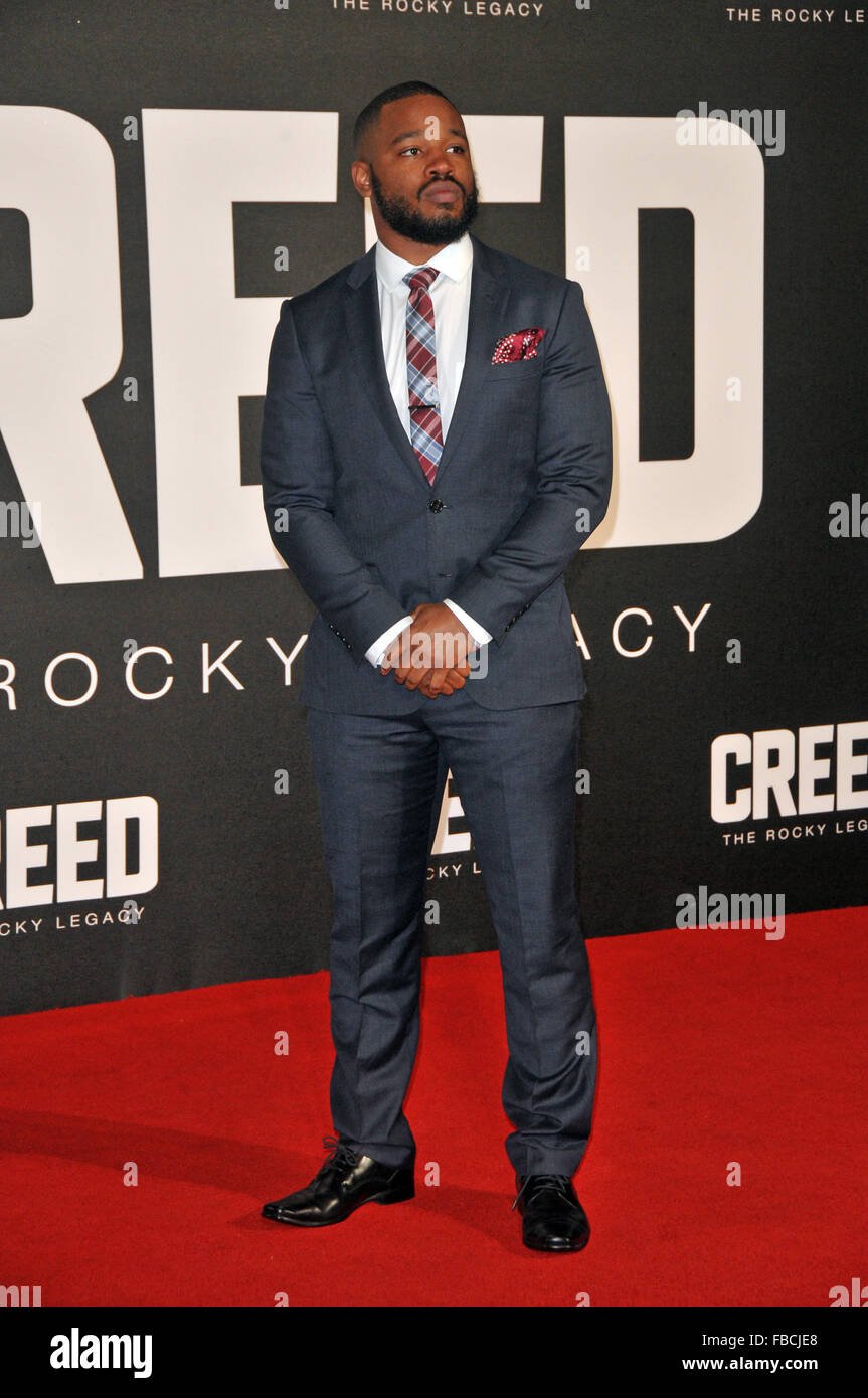 London,UK,12 January 2016,Ryan Coogler attends European premiere Creed at Empire Leicester Square.Creed is boxing movie starring Sylvester Stallone,Tessa Thompson Michael B Jordan. Stock Photo