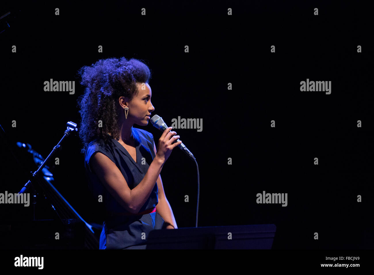 Esperanza Spalding on stage during concert Stock Photo