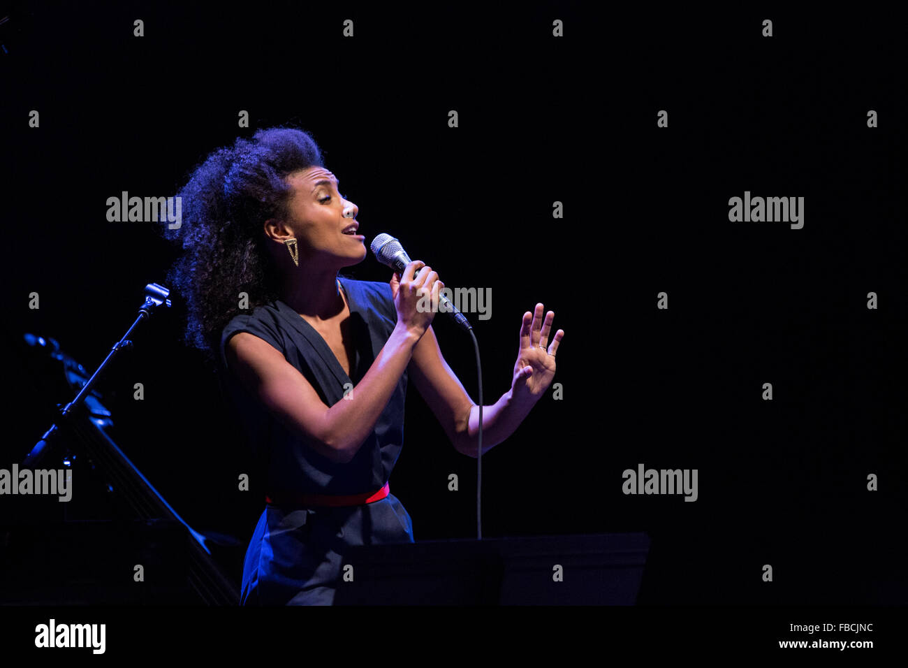 Esperanza Spalding on stage during concert Stock Photo