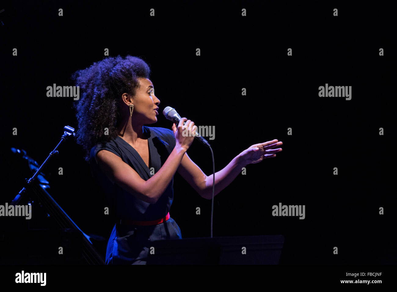 Esperanza Spalding on stage during concert Stock Photo