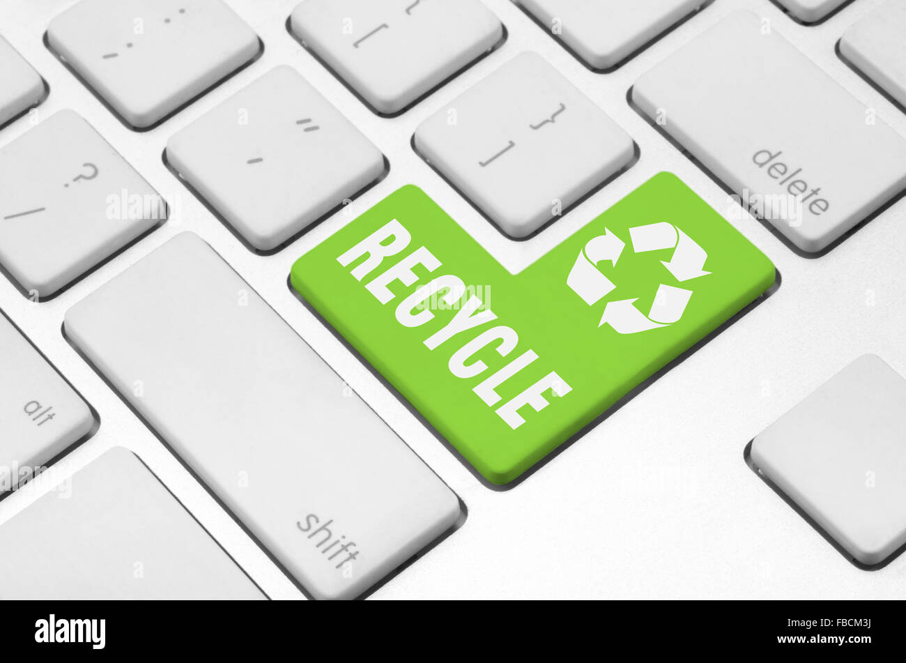 Recycle on the computer keyboard Stock Photo Alamy