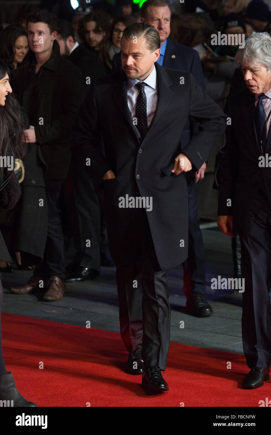 London, UK. 14 January 2016. Leonardo DiCaprio attends UK Premiere of 'The Revenant' at Empire Leicester Square on January 14, 2016 in London, England. Credit:  Vibrant Pictures/Alamy Live News Stock Photo