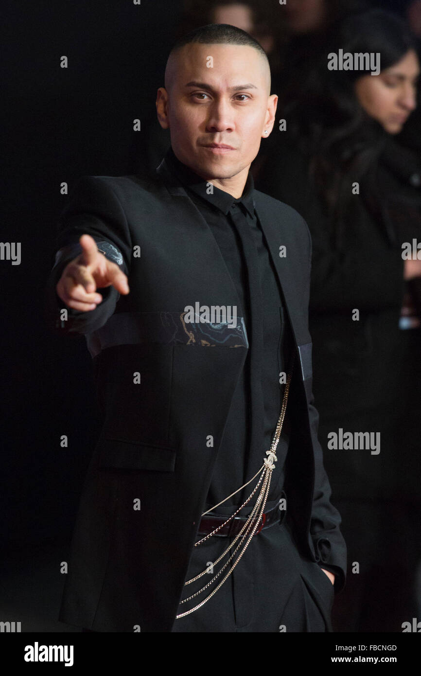 London, UK. 14 January 2016. Taboo (Jaime Luis Gomez) of the Black Eyed Peas attends UK Premiere of 'The Revenant' at Empire Leicester Square on January 14, 2016 in London, England. Credit:  Vibrant Pictures/Alamy Live News Stock Photo