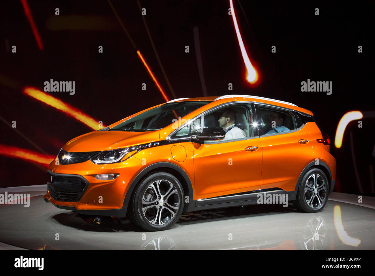 Detroit, Michigan - The Chevrolet Bolt electric car on display at the North American International Auto Show. Stock Photo