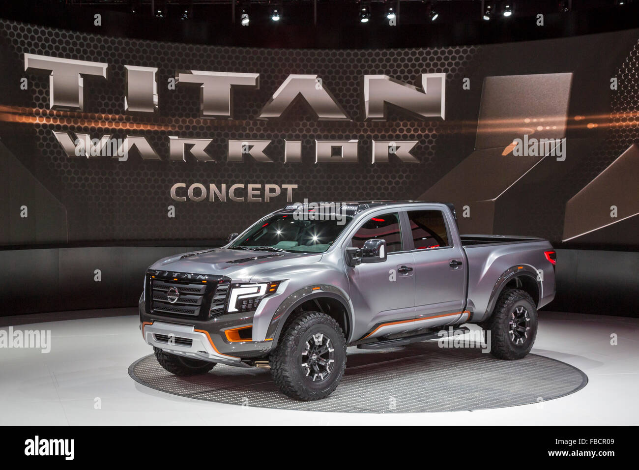 Detroit, Michigan - Nissan's Titan Warrior concept truck on display at the North American International Auto Show. Stock Photo