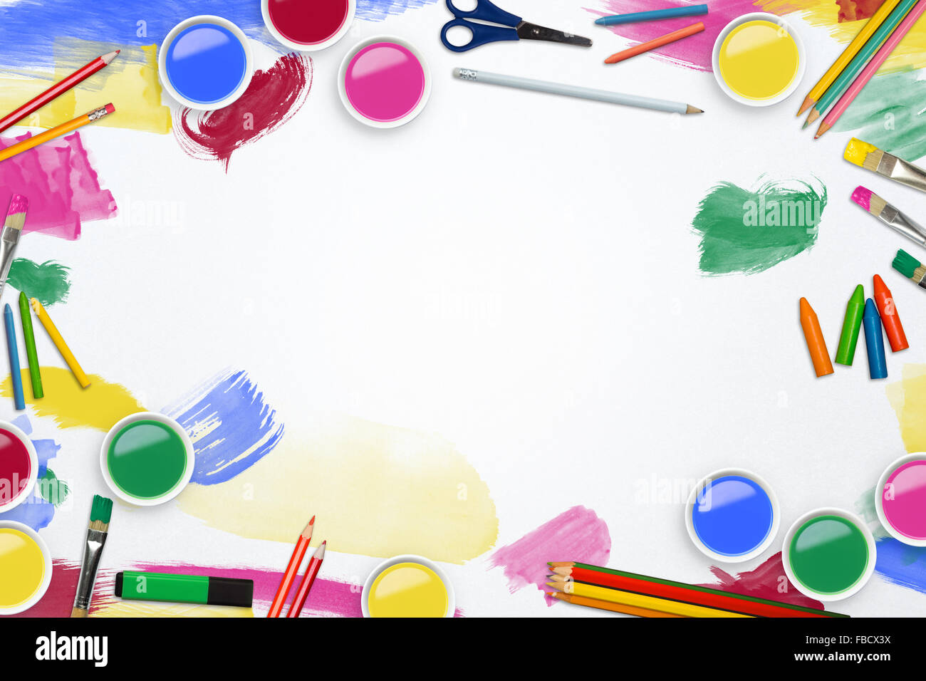 Art supplies border line Stock Photo Alamy