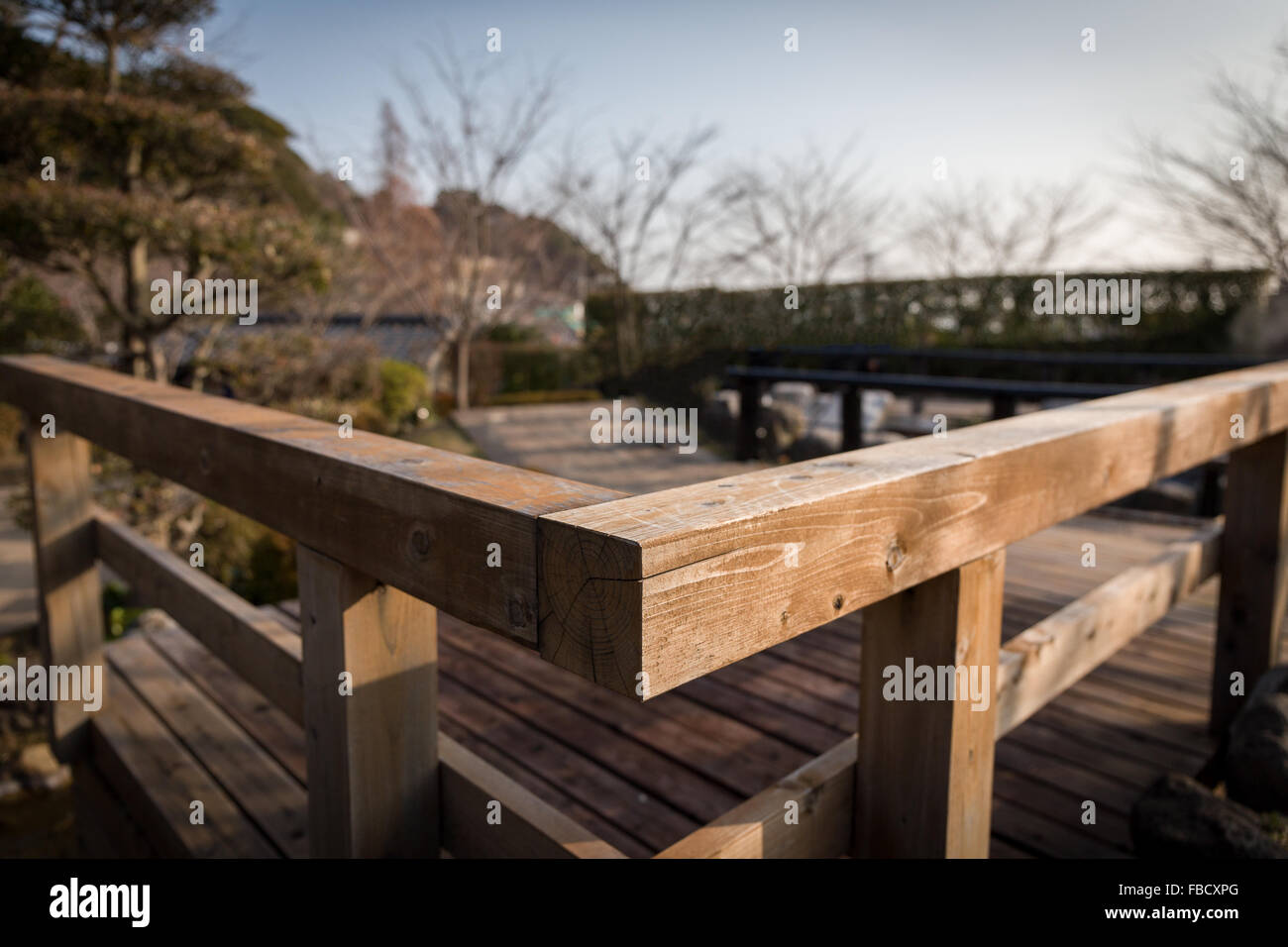 Perspective view of old wooden fence in rural area Stock Photo - Alamy