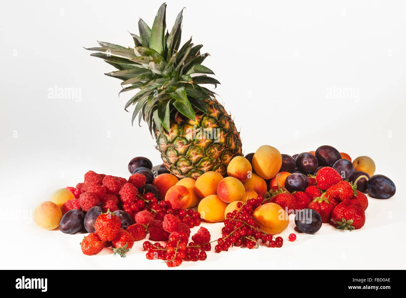 Fruit, still life, white background Stock Photo
