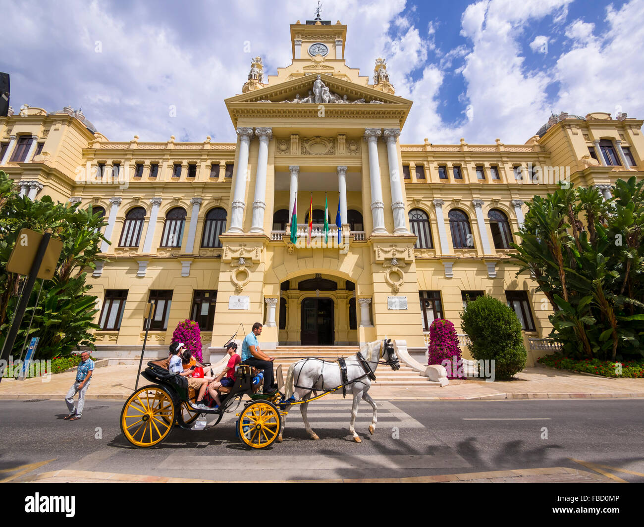 Carriage in front of the City Hall, Malaga, Malaga province, Andalucía, Spain Stock Photo