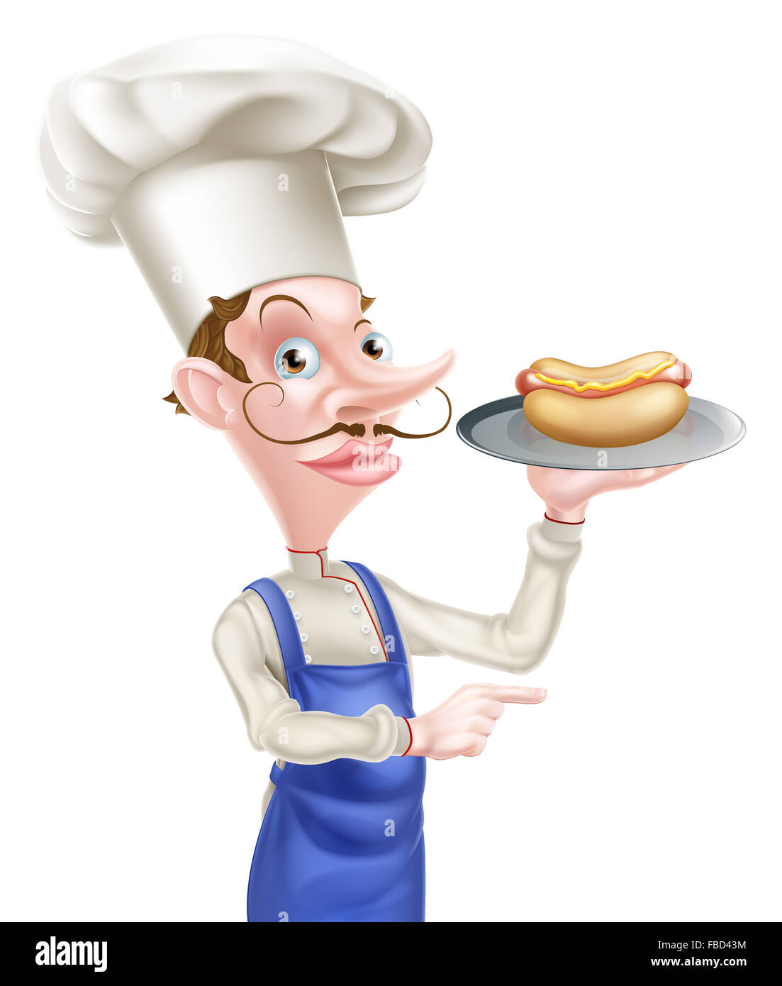 An Illustration of a Cartoon Chef Holding a Hotdog Stock Photo - Alamy