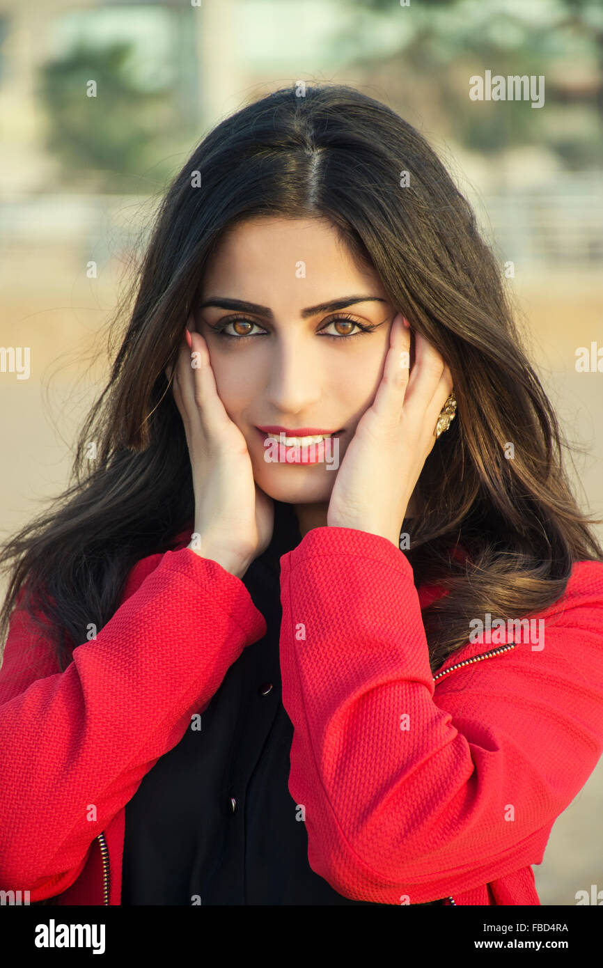 Woman Smile Hands Face Hi res Stock Photography And Images Alamy