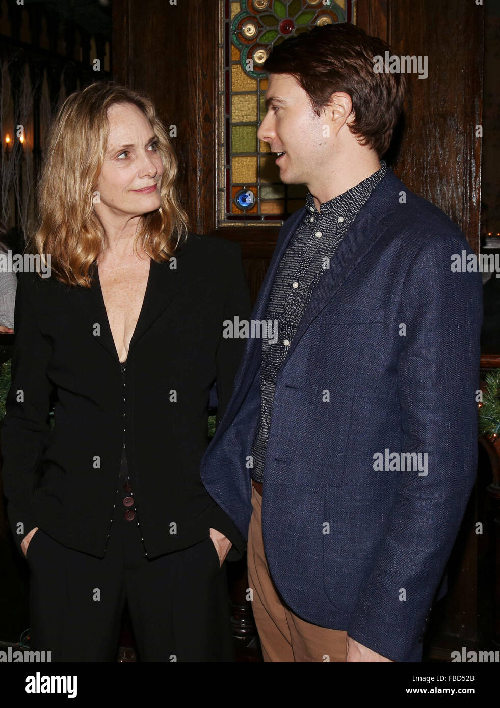 Opening night after party for Marjorie Prime held at Tir Na Nog Irish Pub and Grill- Arrivals.  Featuring: Lisa Emery, Noah Bean Where: New York City, New York, United States When: 15 Dec 2015 Stock Photo