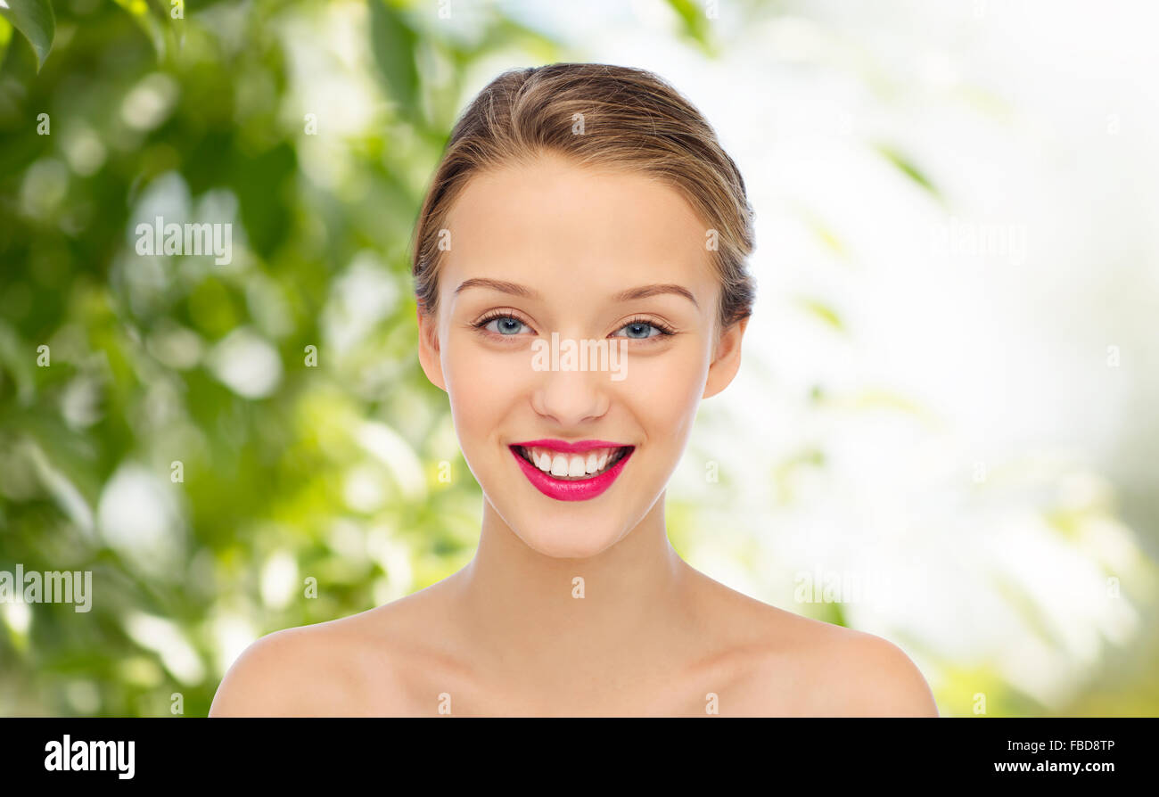 smiling young woman face and shoulders Stock Photo - Alamy