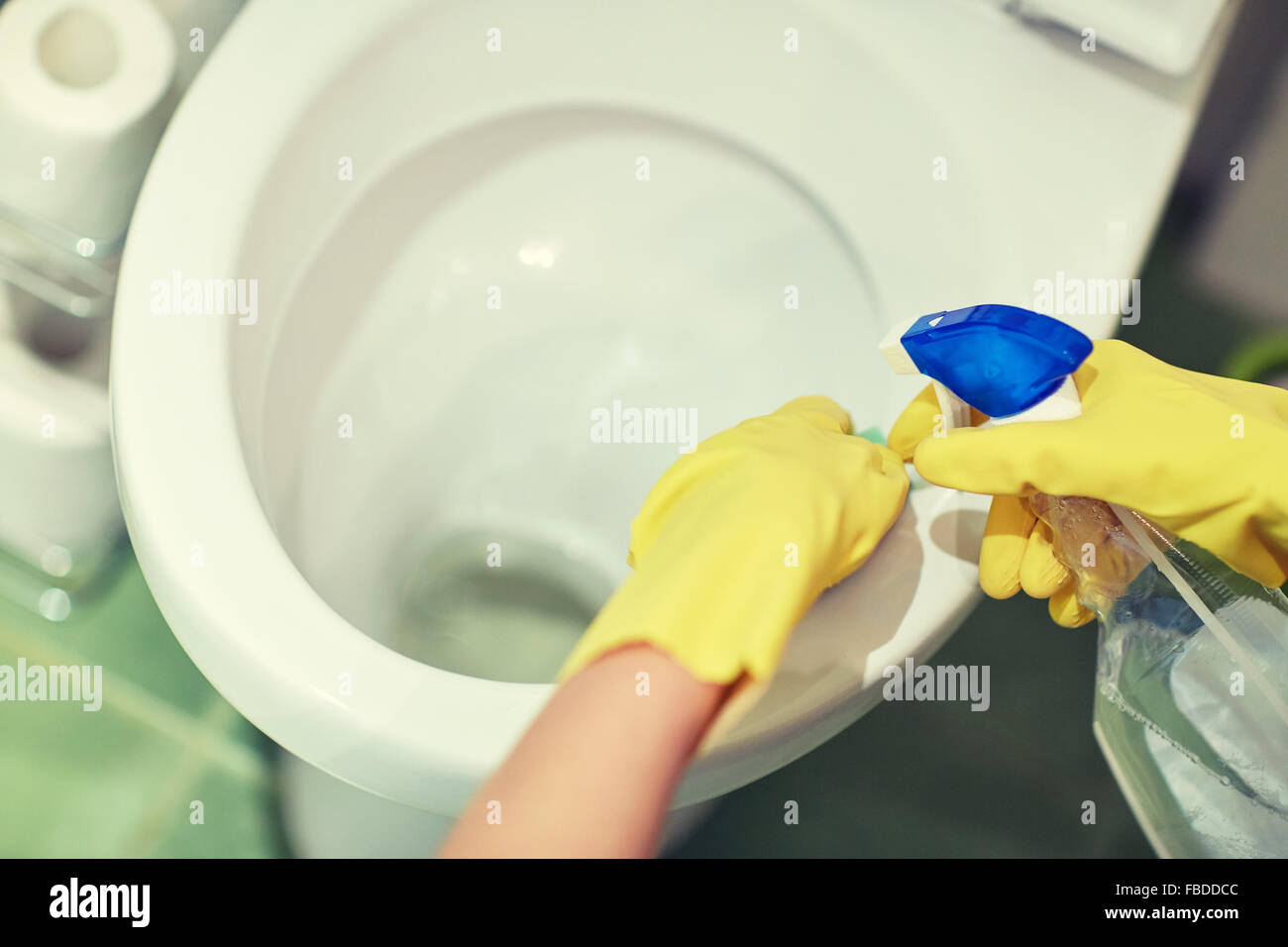 Person cleaning the toilet hires stock photography and images Alamy