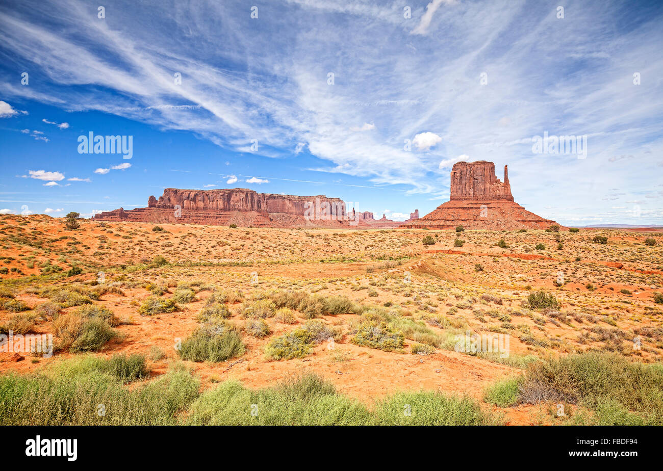 Panoramic view of the Monument Valley, USA. Stock Photo