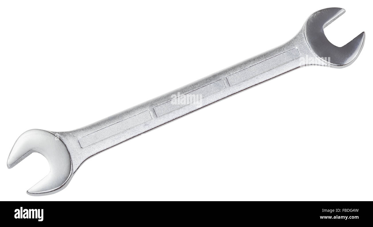steel openended spanner isolated on white background Stock Photo Alamy
