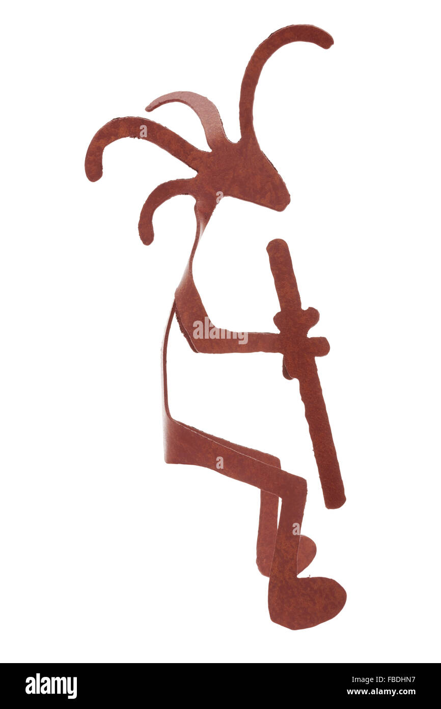 Metal kokopelli figure on white background Stock Photo Alamy