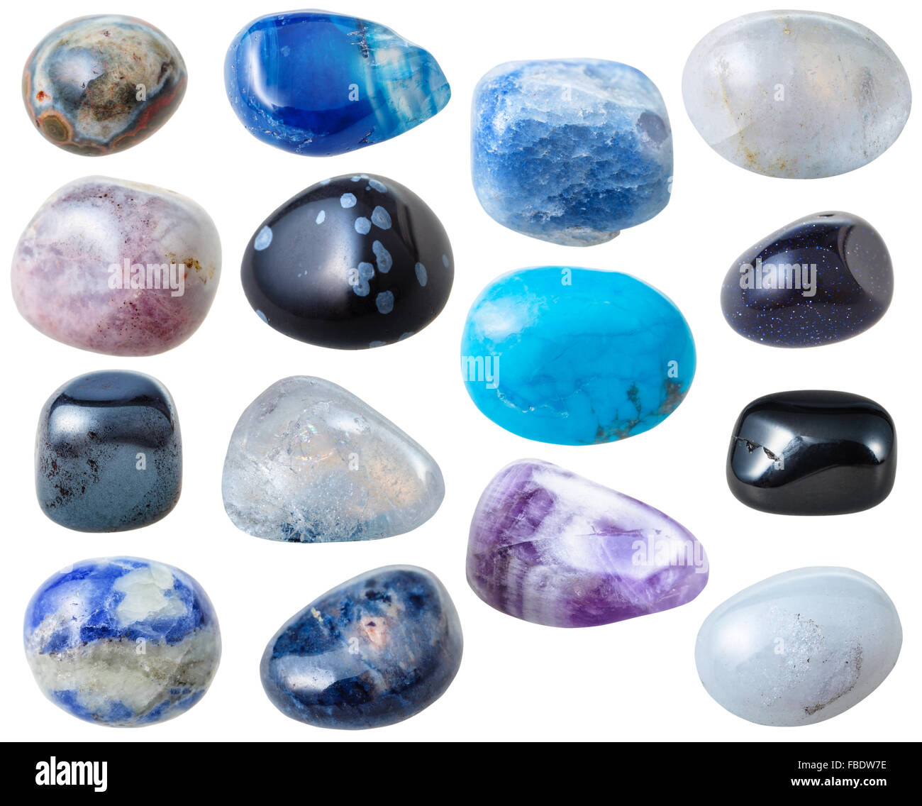 Omgeving Bandiet strelen natural mineral gem stone - set from 15 pcs blue and black gemstones  isolated on white background Stock Photo - Alamy