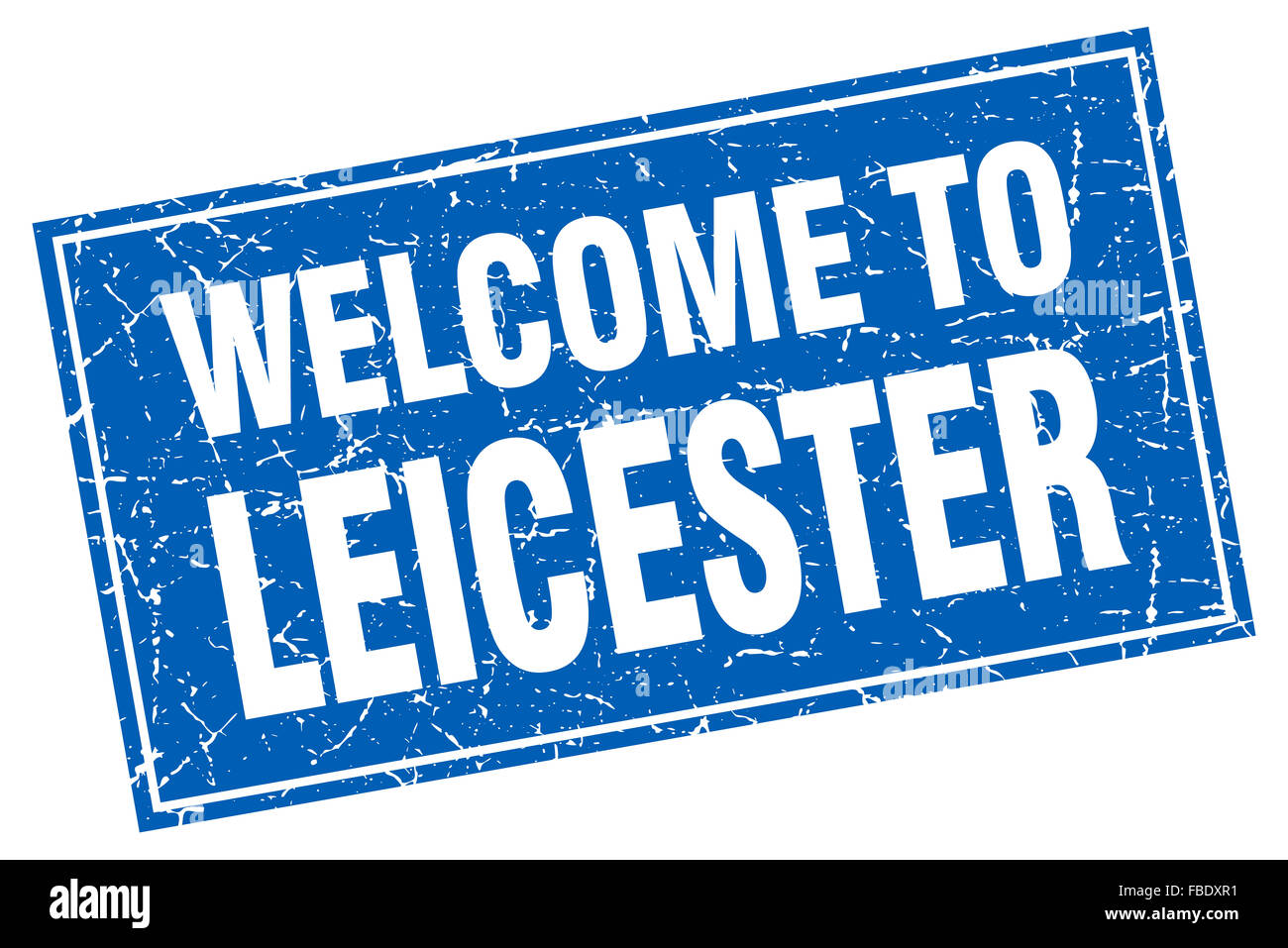 Leicester blue square grunge welcome to stamp Stock Photo