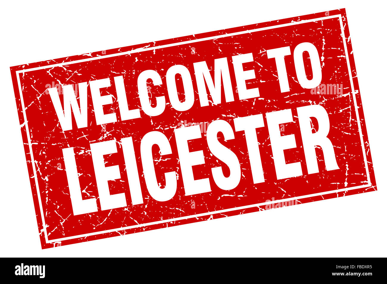 Leicester red square grunge welcome to stamp Stock Photo