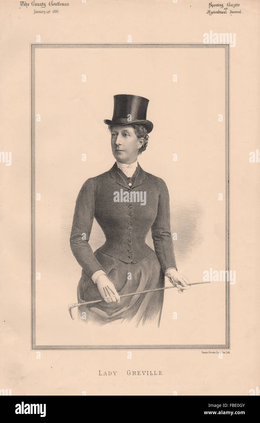 Lady Greville, antique print 1888 Stock Photo