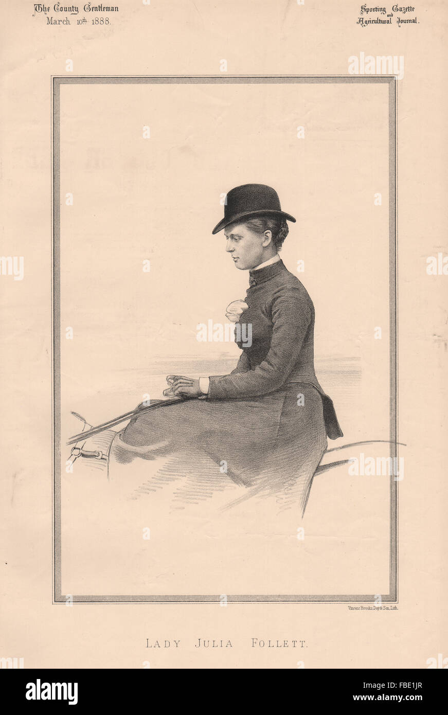 Lady Julia Follett, antique print 1888 Stock Photo