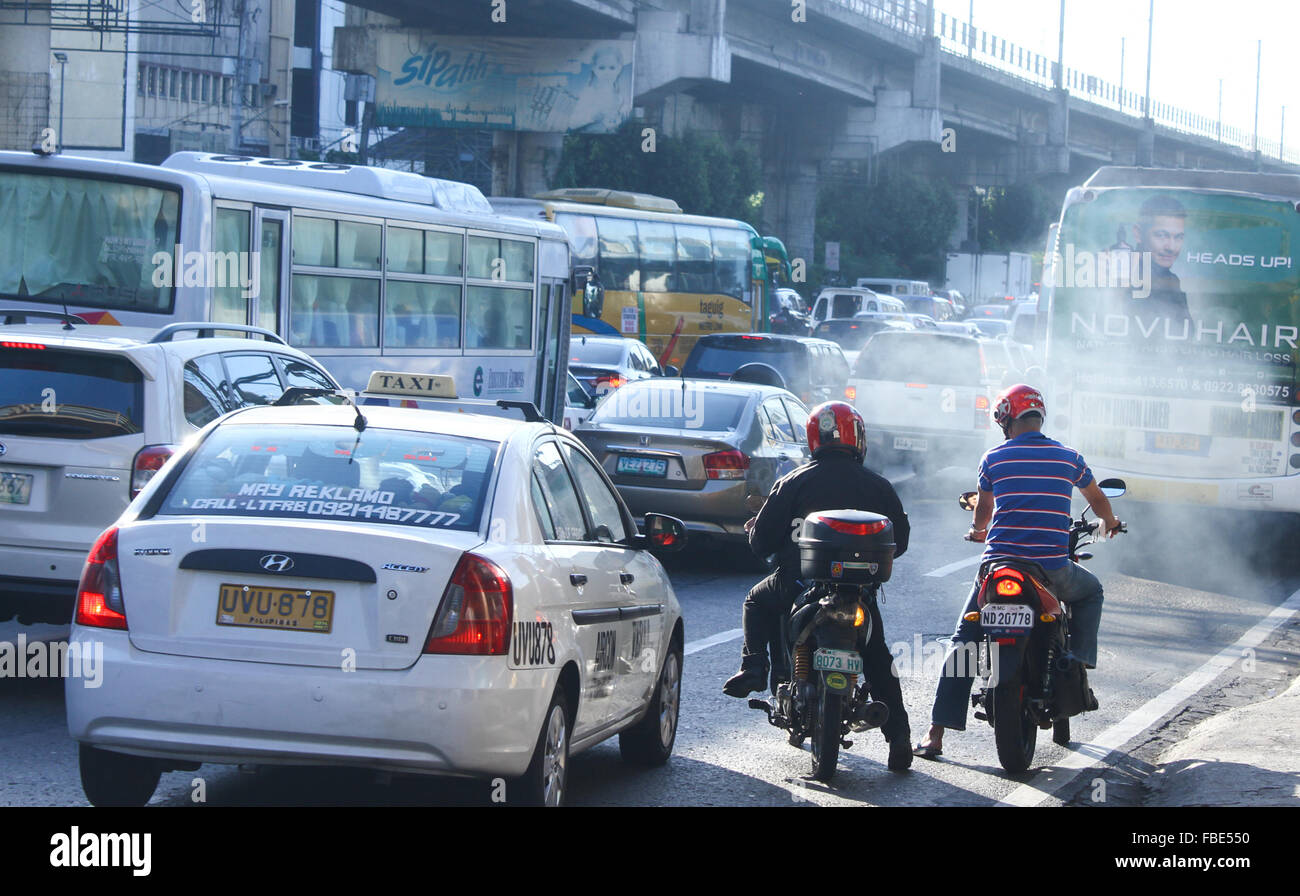Motorcycle during heavy traffic near EDSA Highway. Philippines is known to have the "Worst